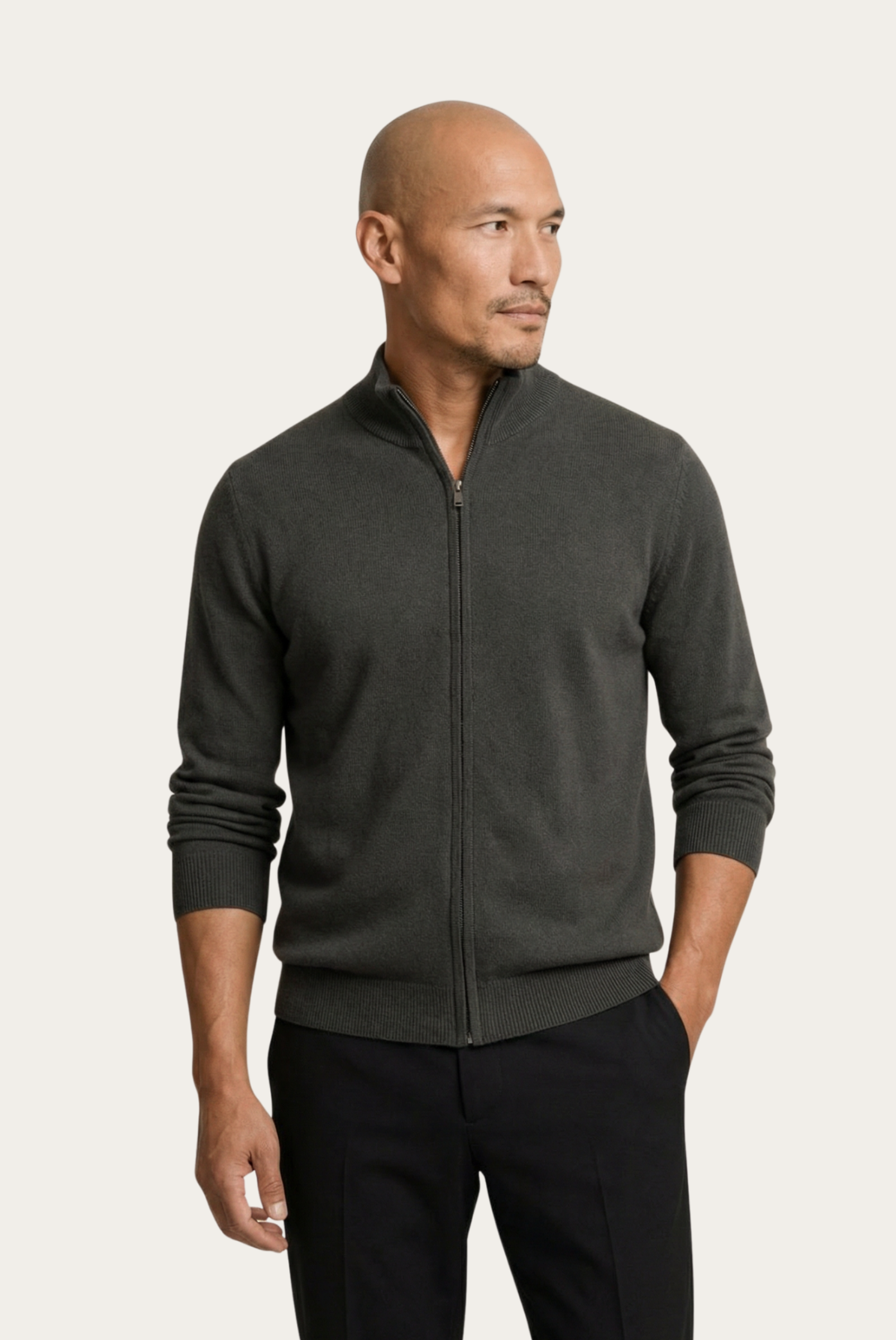 Gri Inside-Out Cashmere Hırka 1