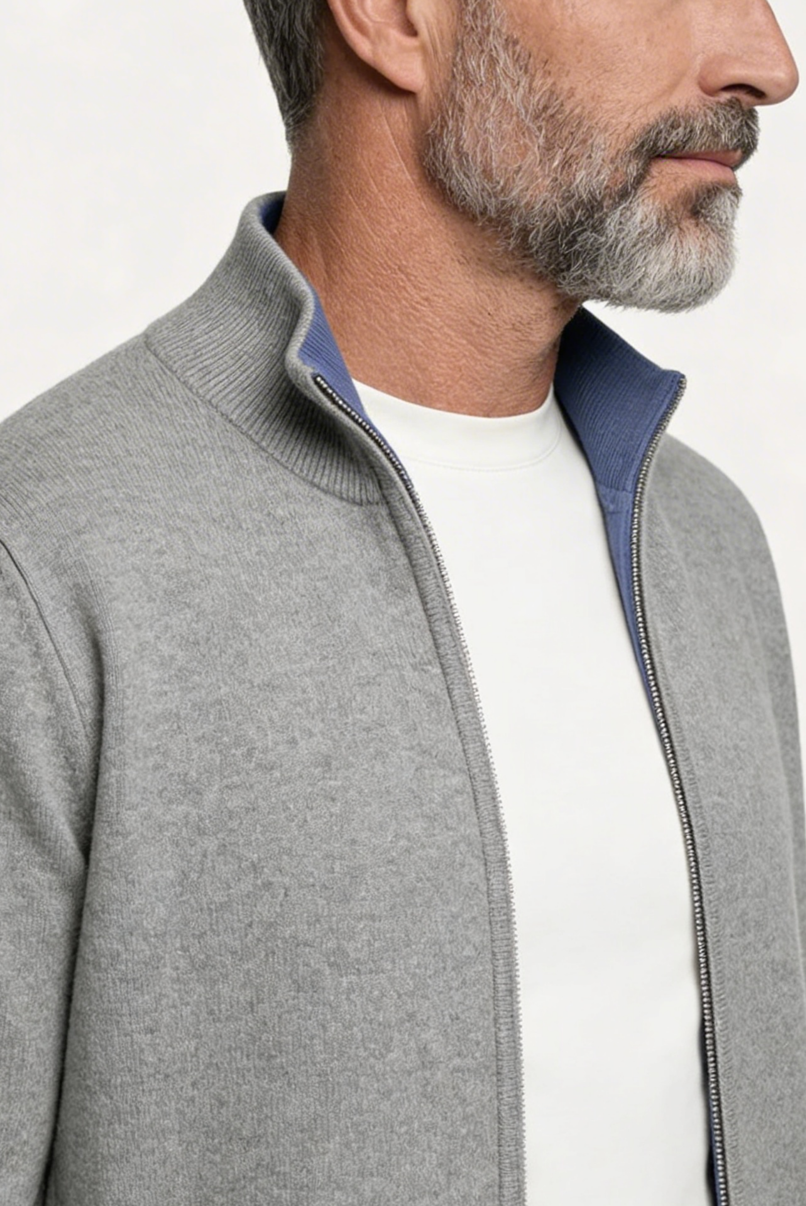 Açık Gri Inside-Out Cashmere Hırka 3
