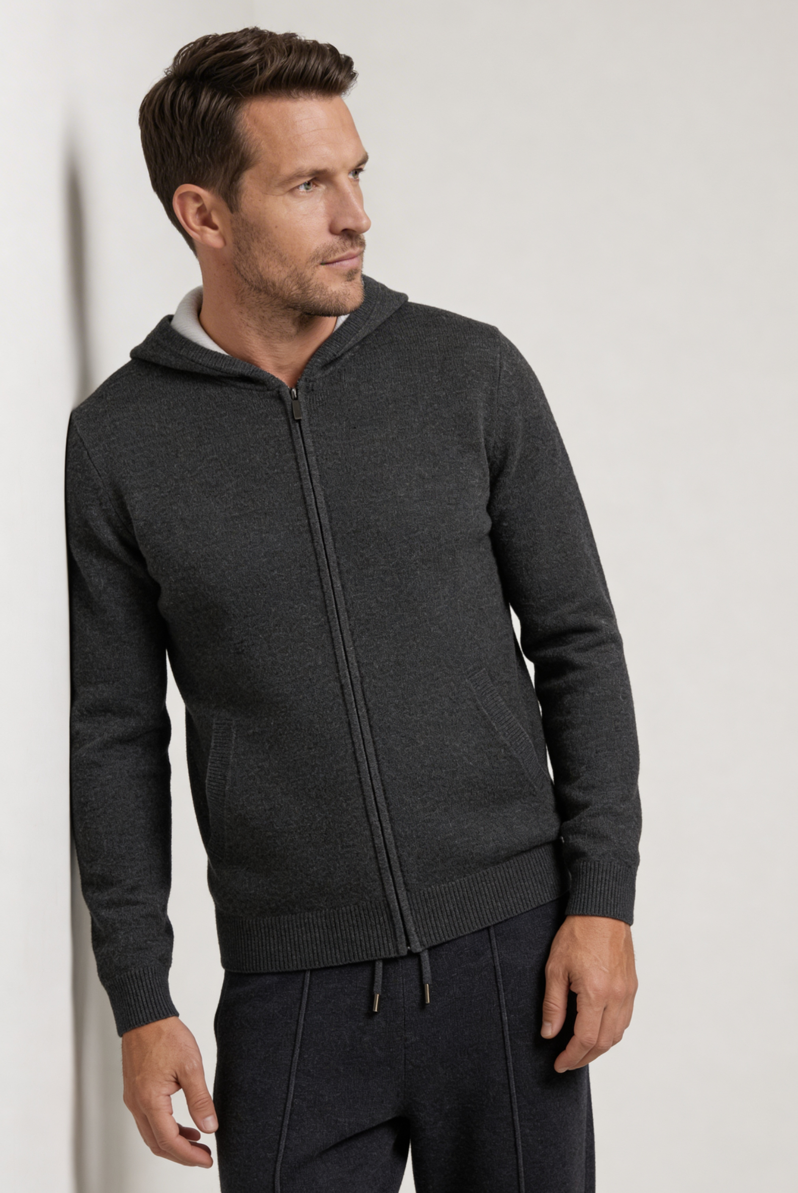 Koyu Gri Cashmere Drape Hırka 4