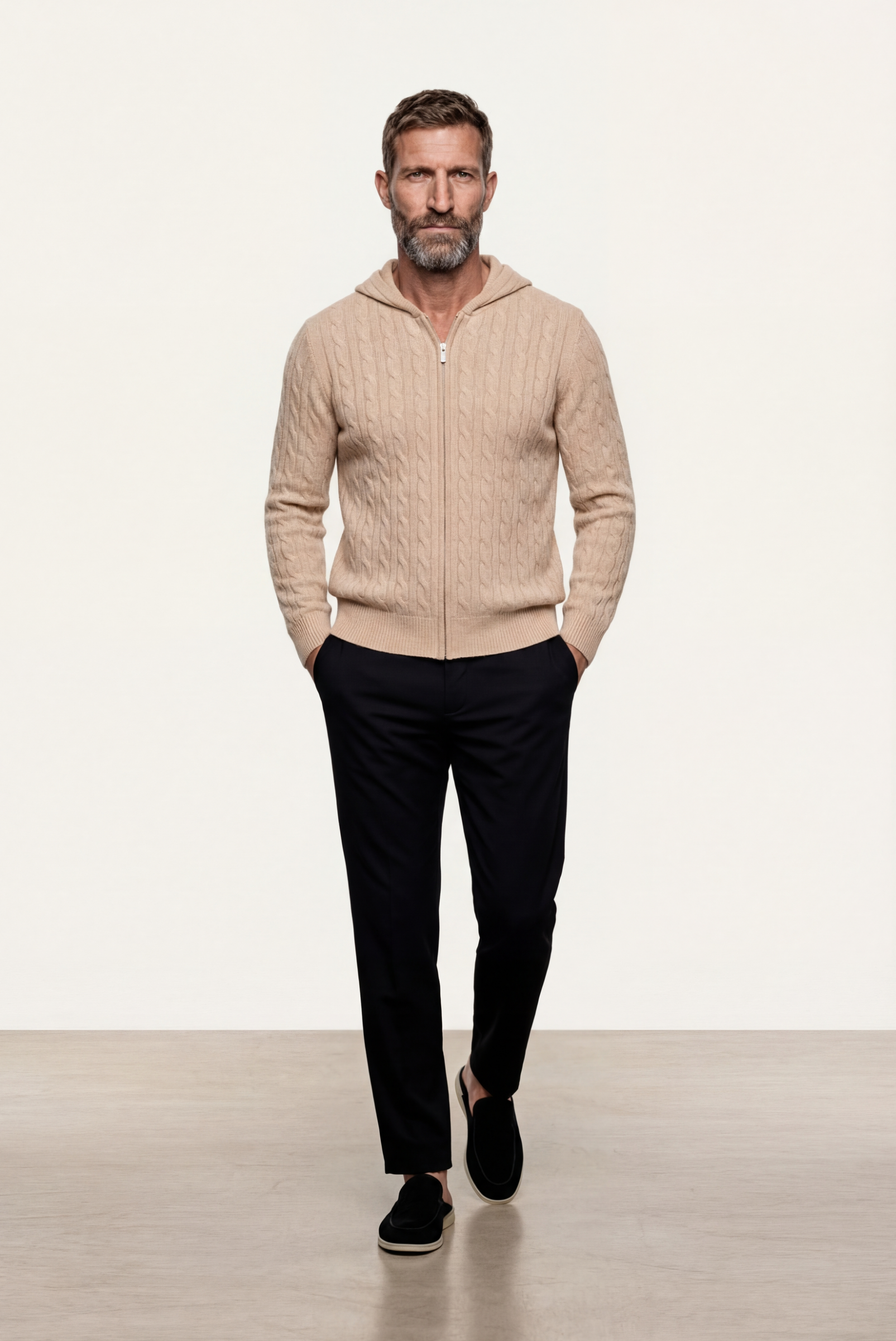 Bej Cashmere Zip Ceket 5