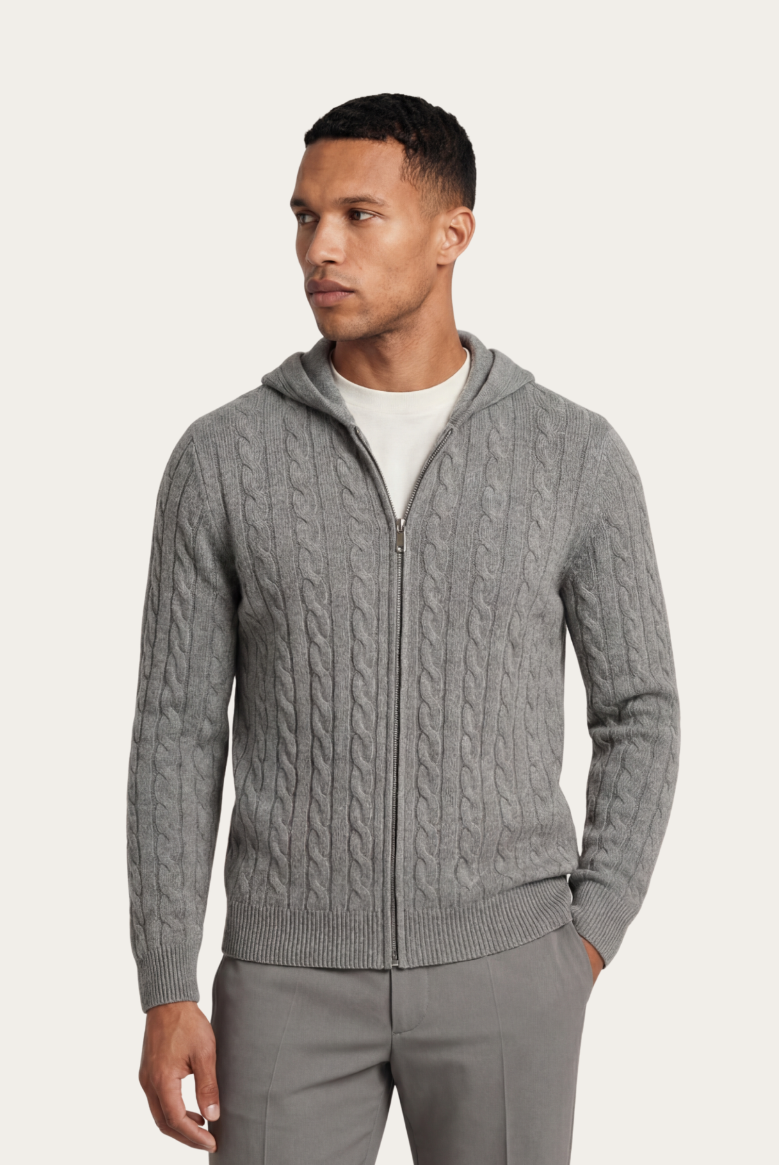 Gri Cashmere Zip Ceket 1