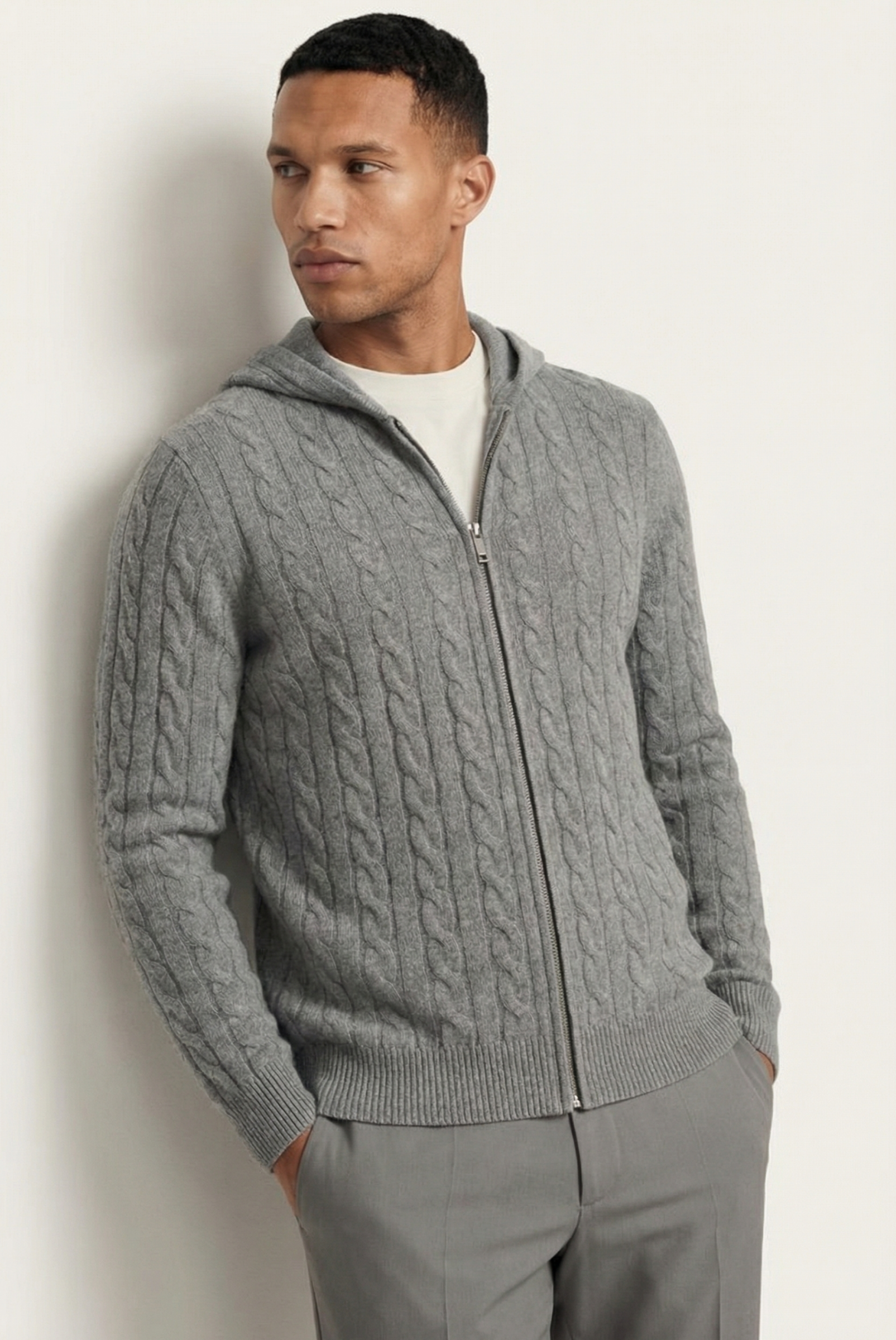 Gri Cashmere Zip Ceket 4