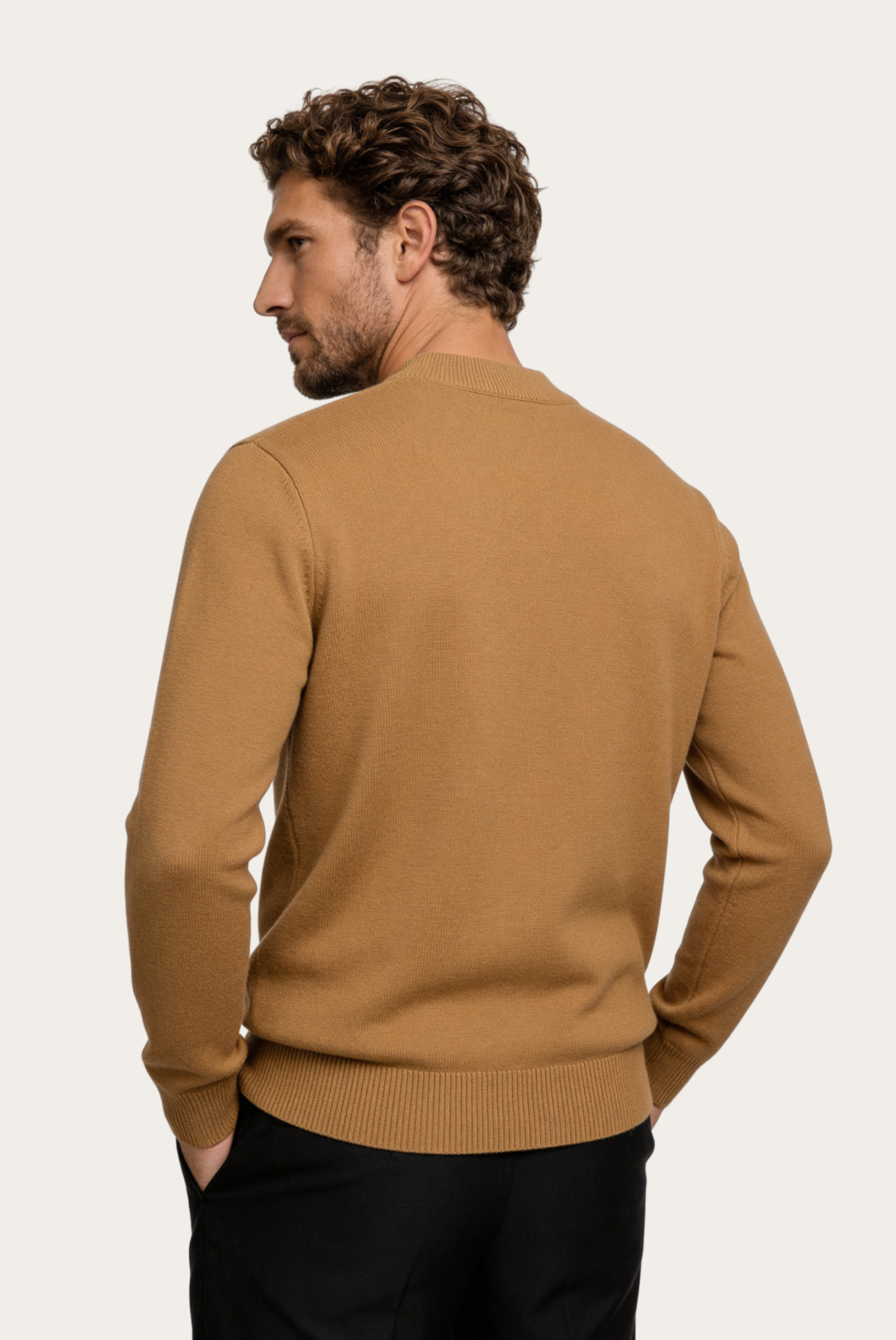 Kahverengi Wool Bisiklet Yaka 2