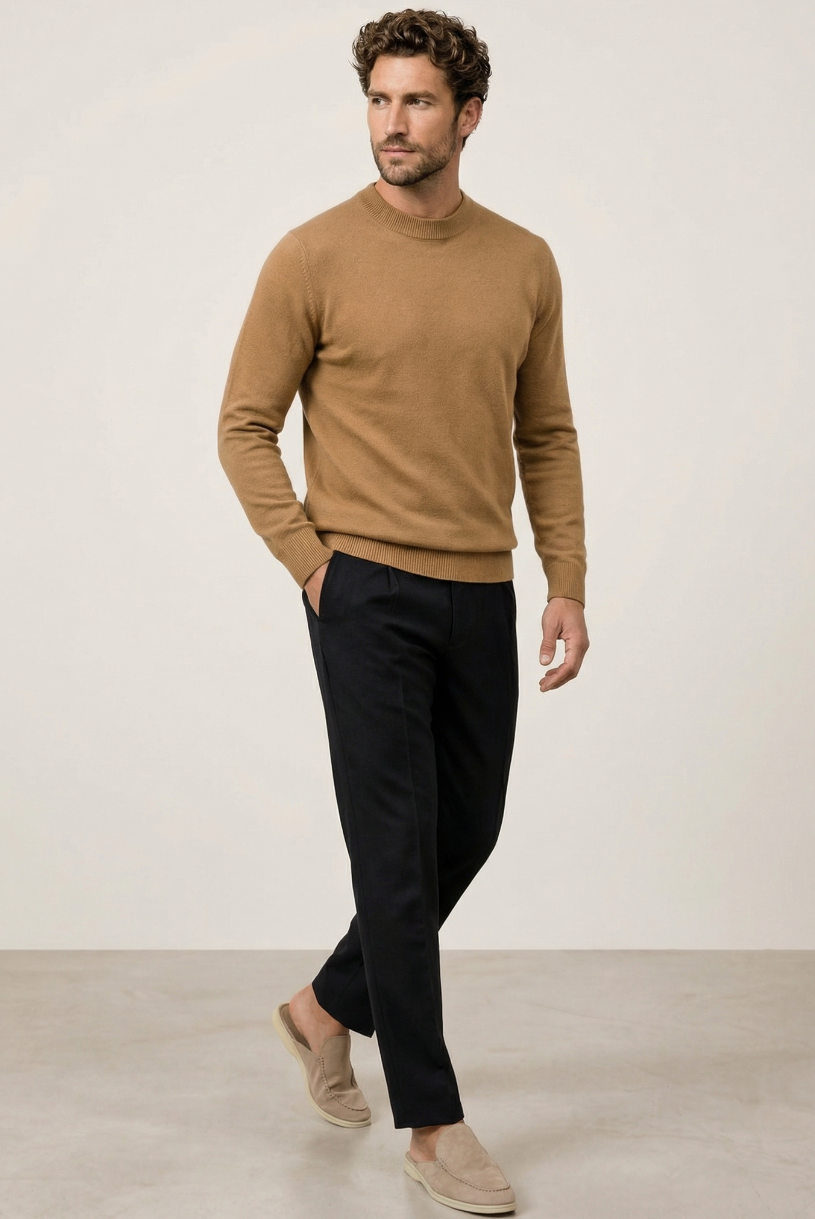 Kahverengi Wool Bisiklet Yaka 5