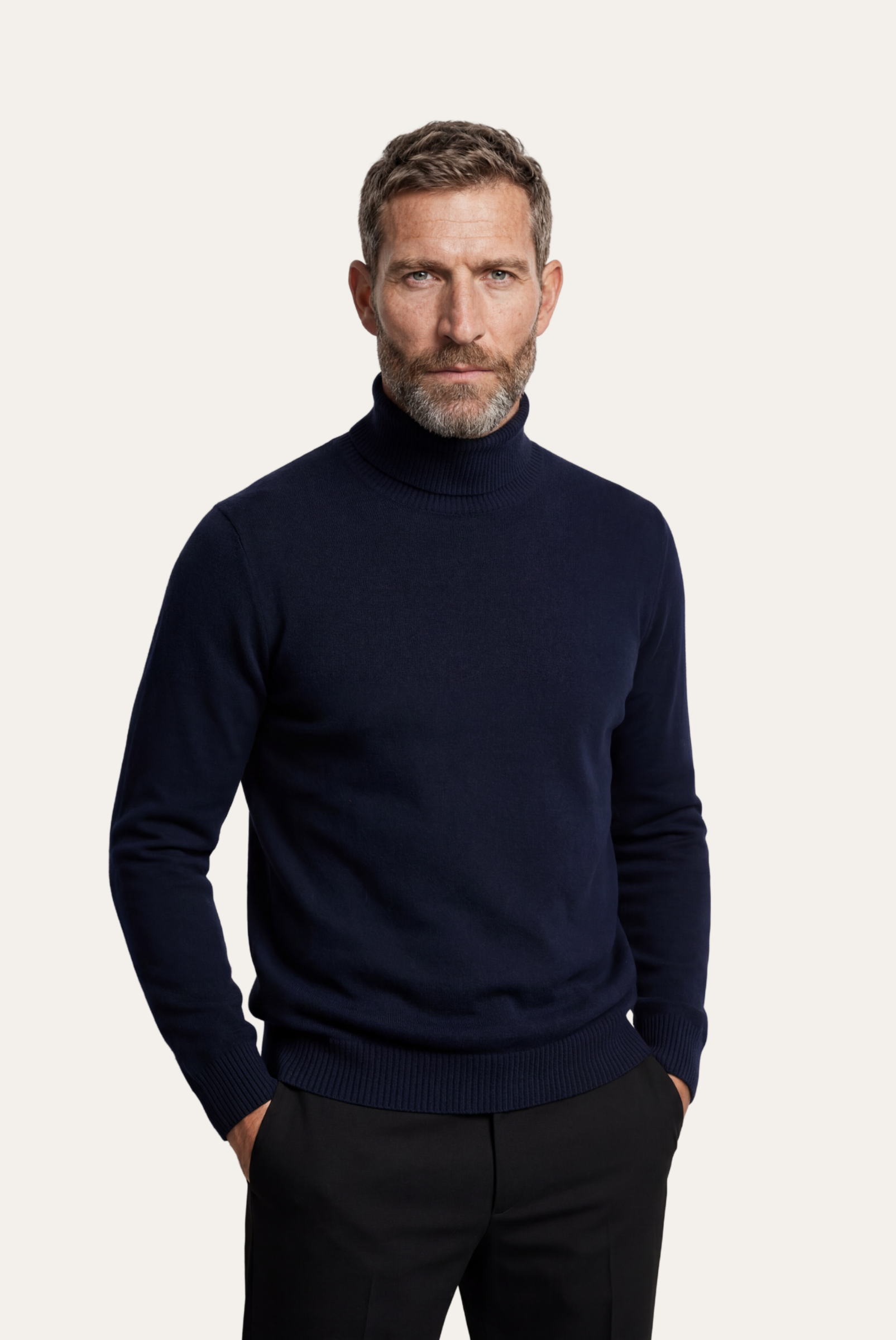 Lacivert Mavi Cashmere Balıkçı Yaka 1