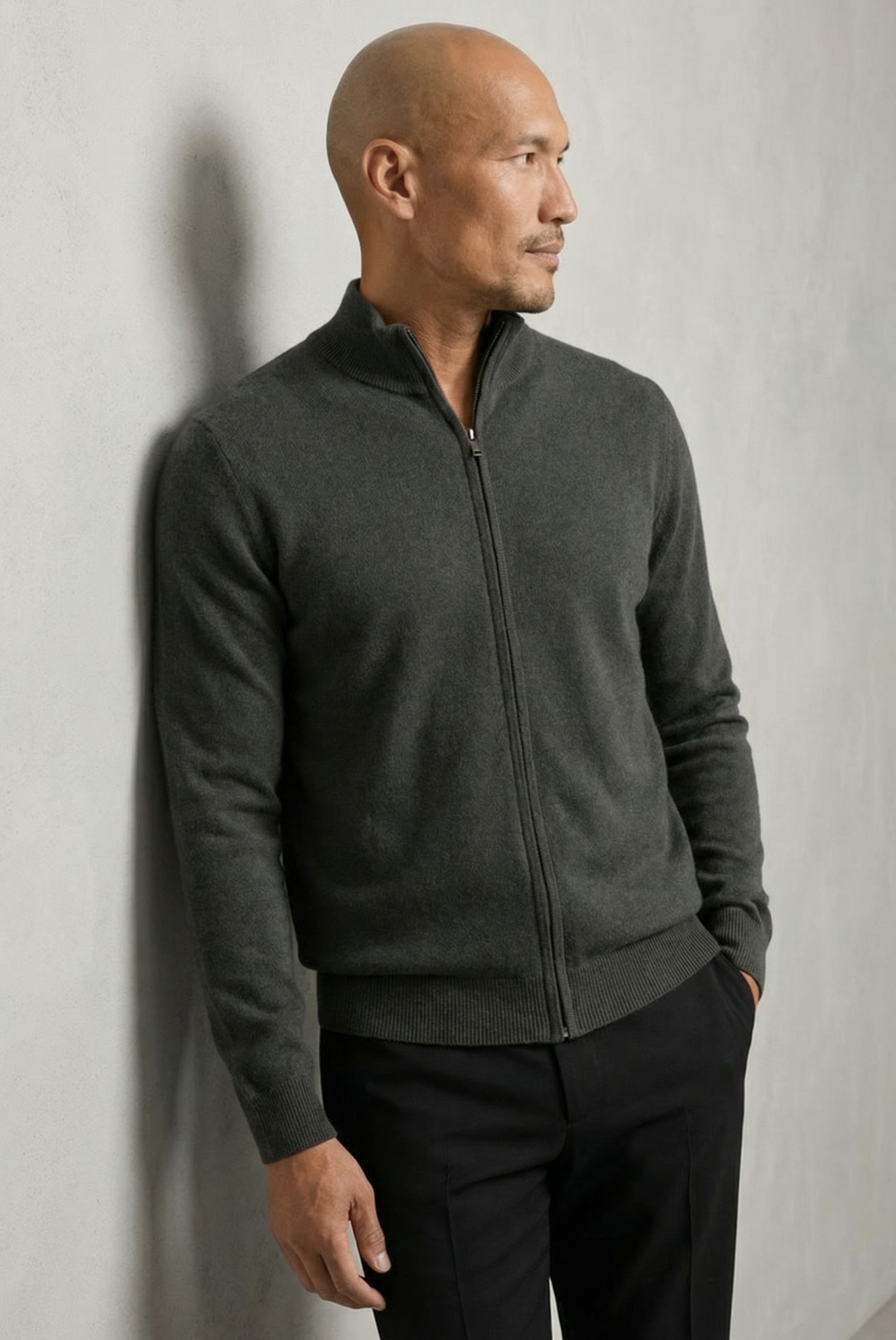 Gri Inside-Out Cashmere Hırka 4