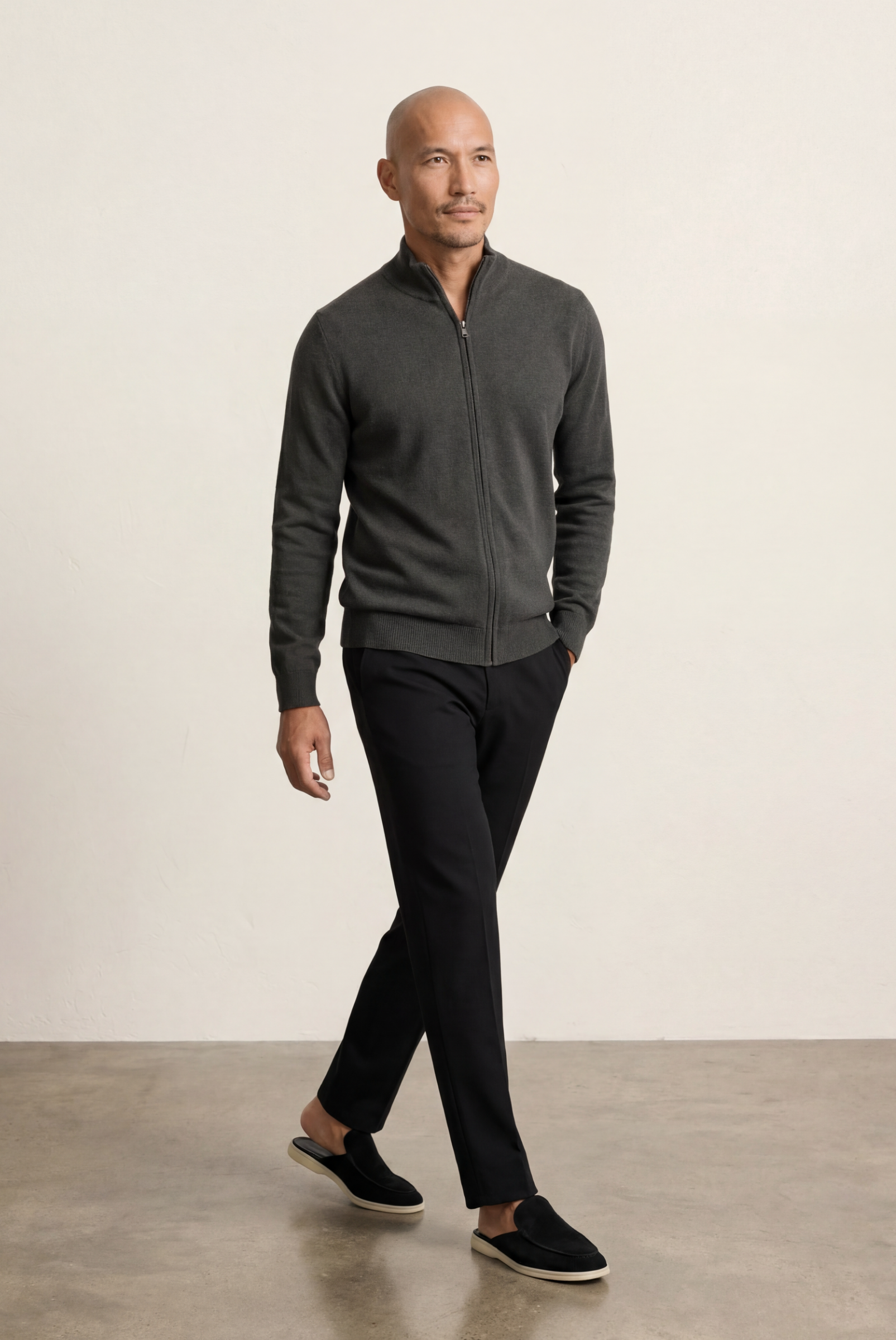 Gri Inside-Out Cashmere Hırka 5