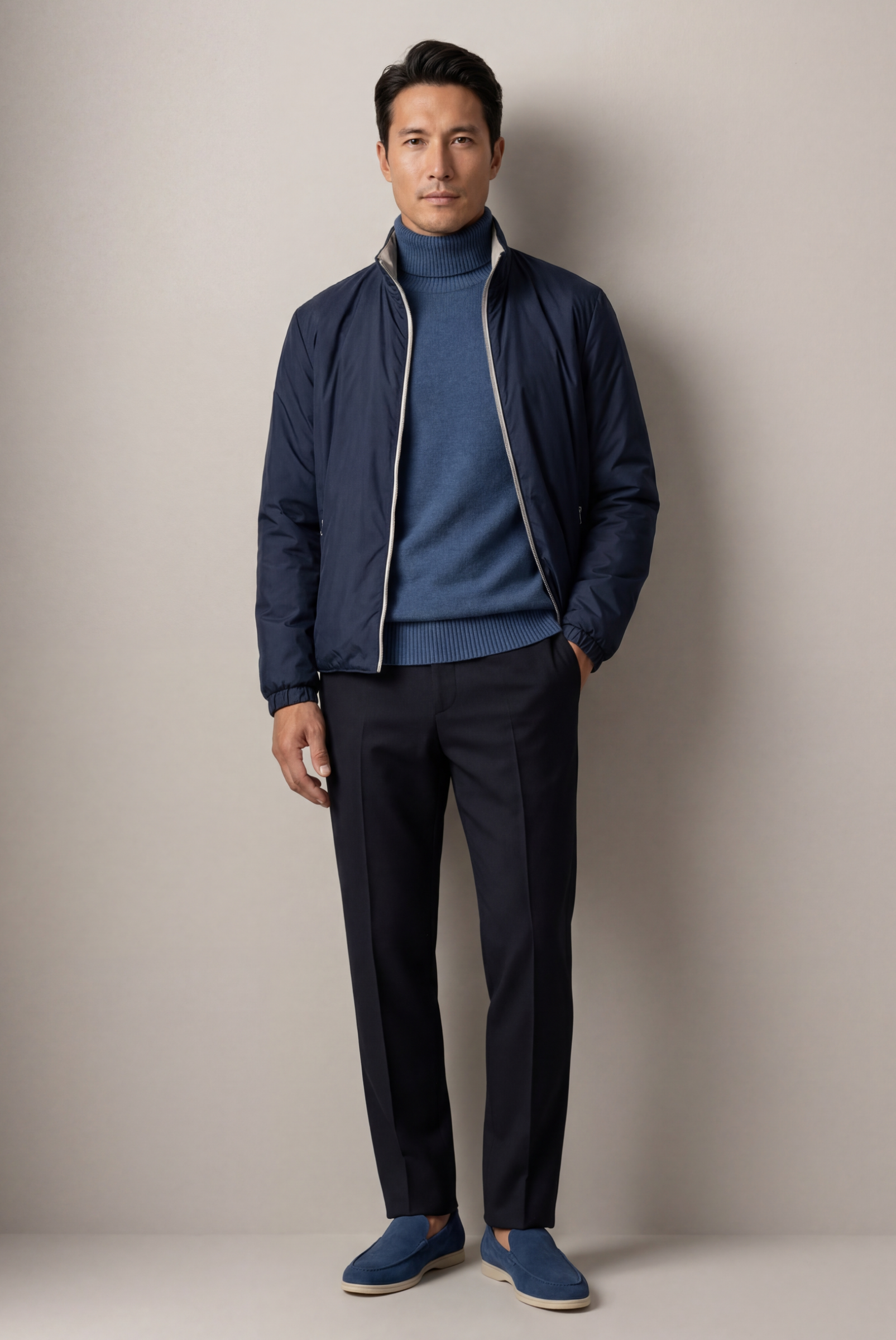 Mavi Cashmere Balıkçı Yaka 5