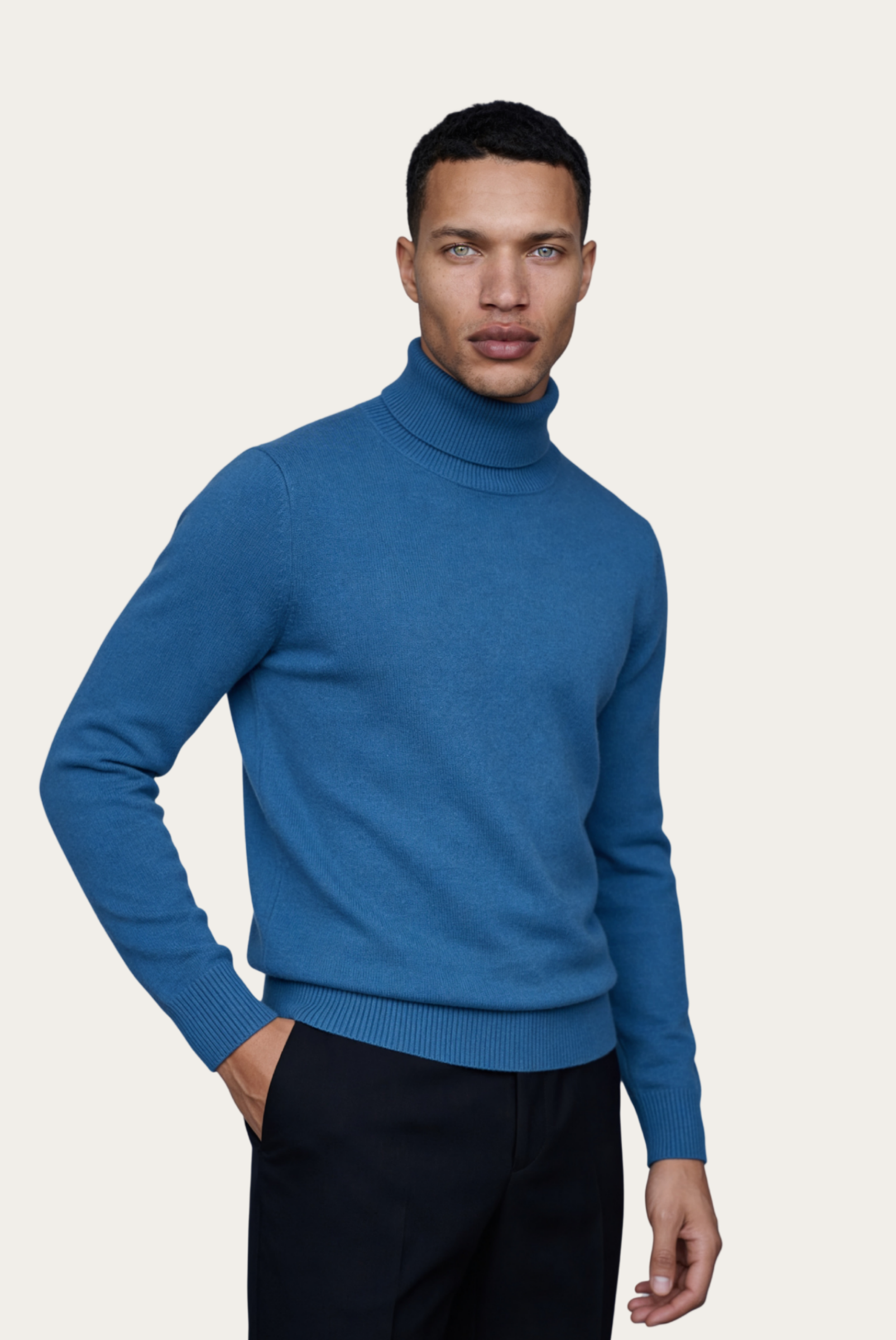 Gök Mavisi Mavi Cashmere Balıkçı Yaka 1