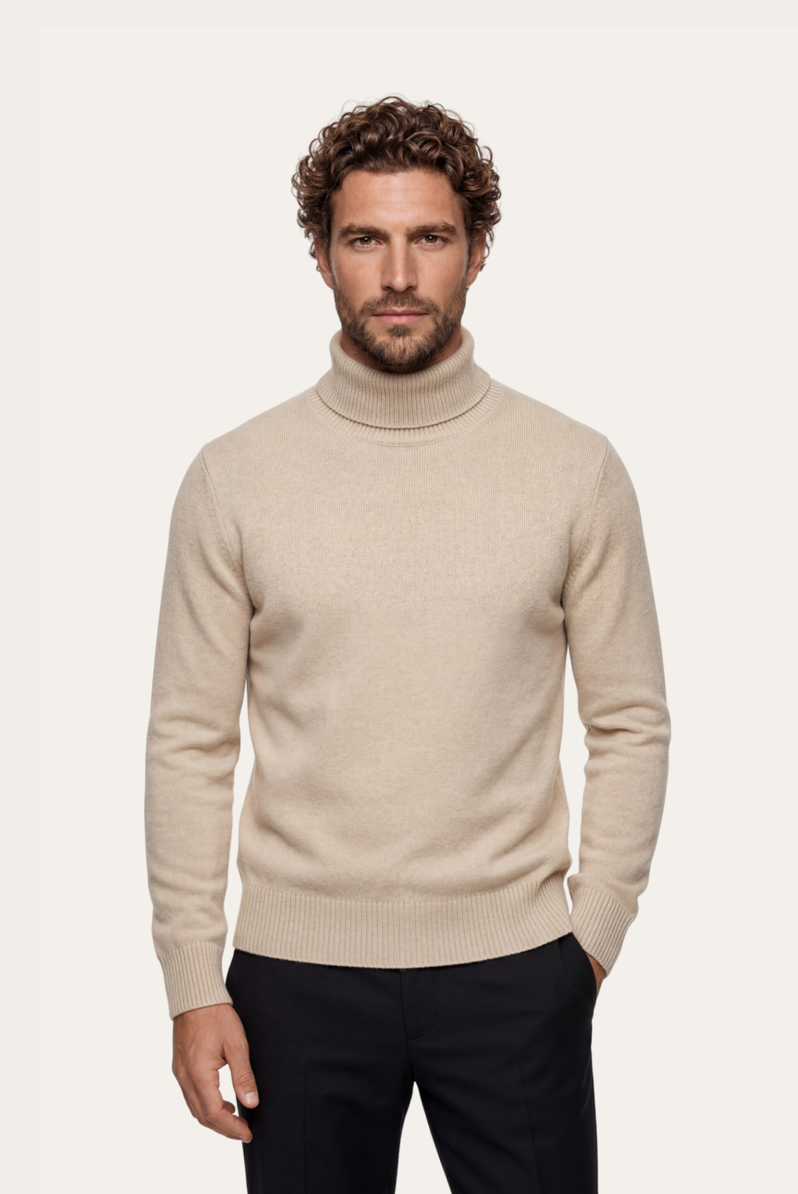 Bej Cashmere Balıkçı Yaka 1