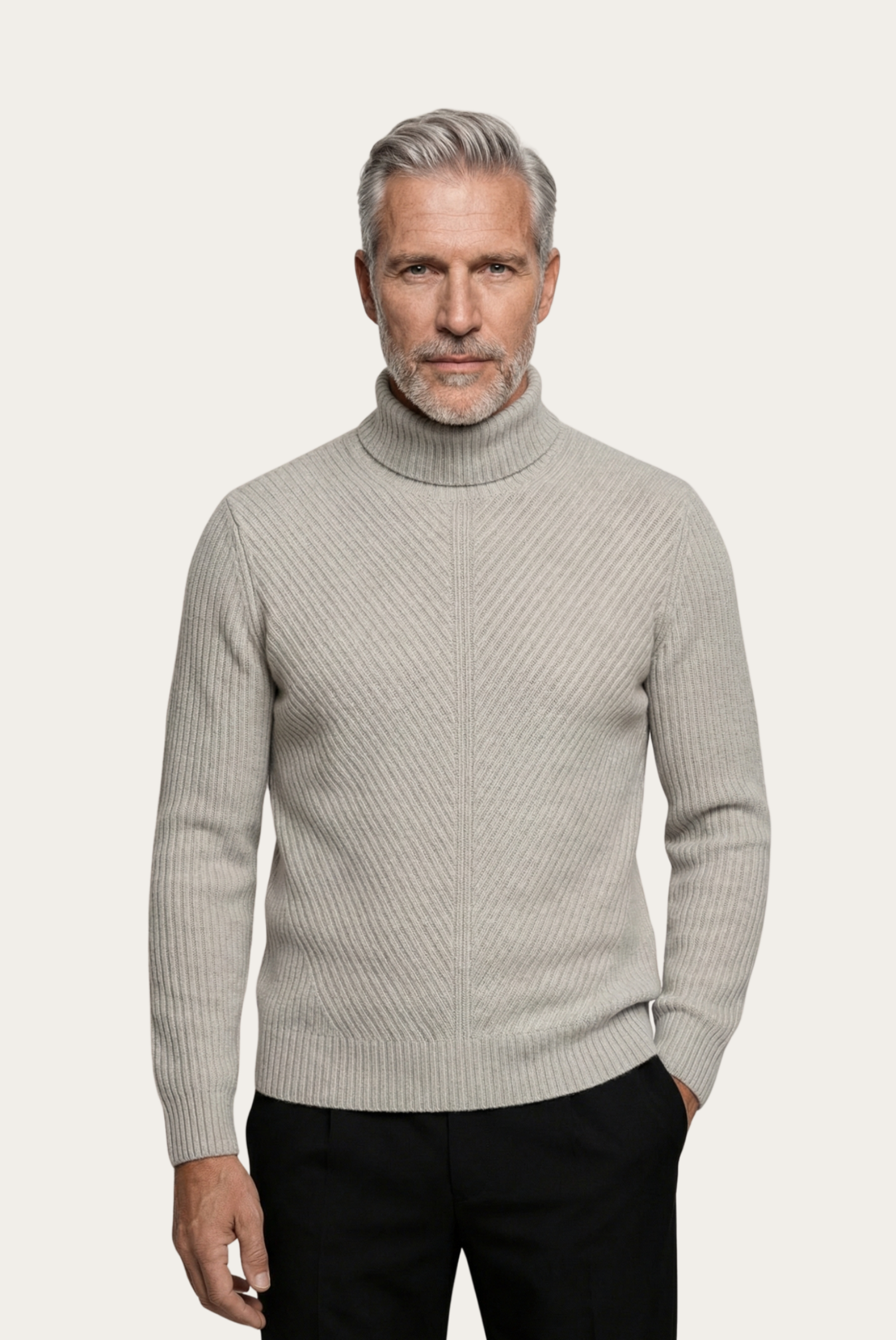 Gri Ribbed Cashmere Kazak 1