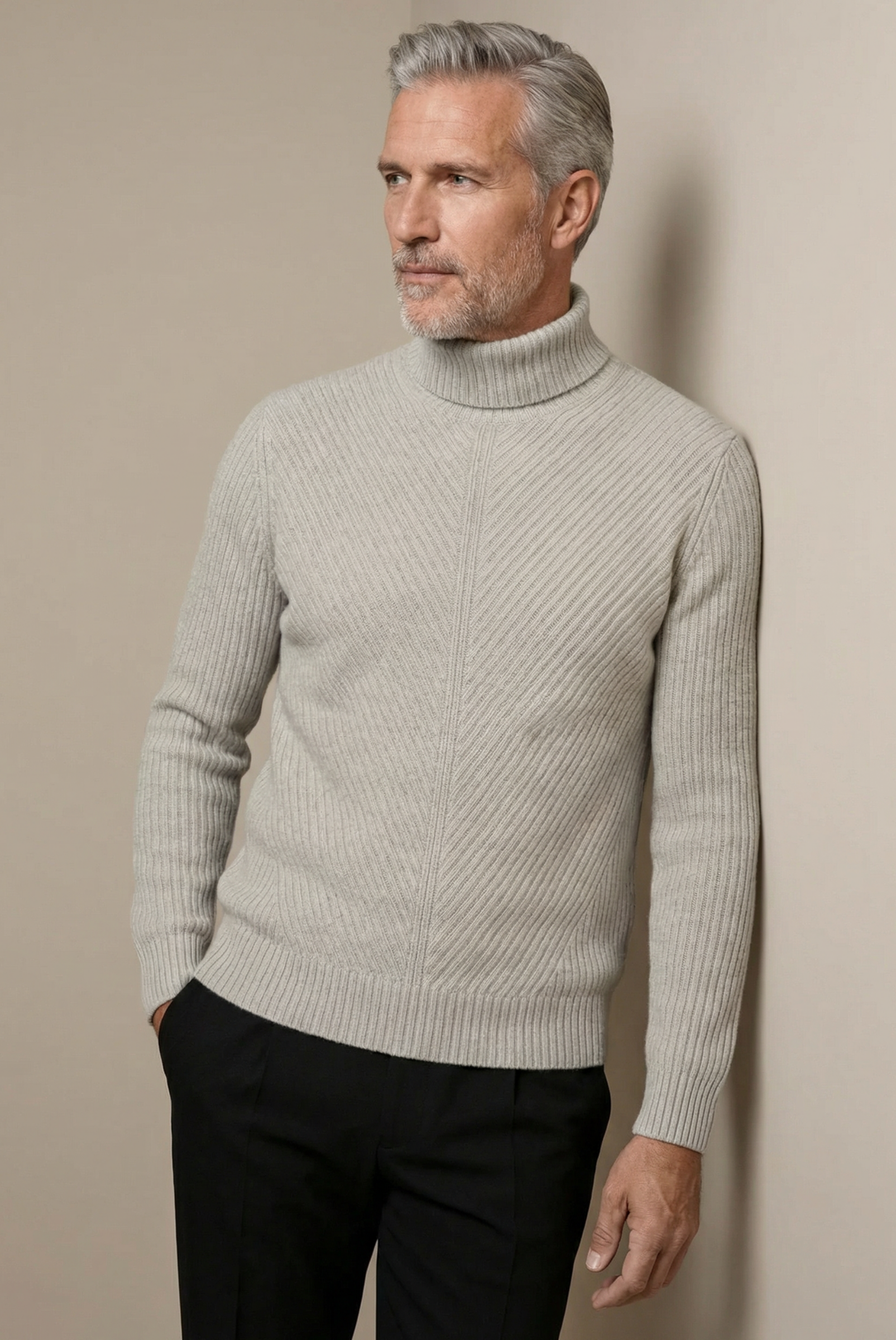 Gri Ribbed Cashmere Kazak 4