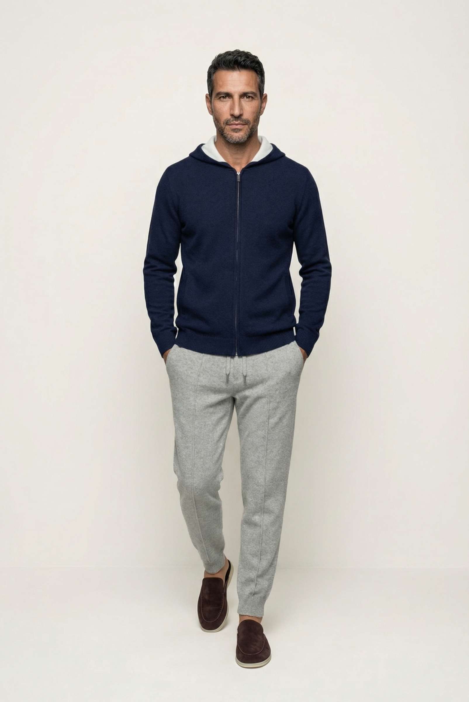 Lacivert Mavi Cashmere Drape Hırka 5