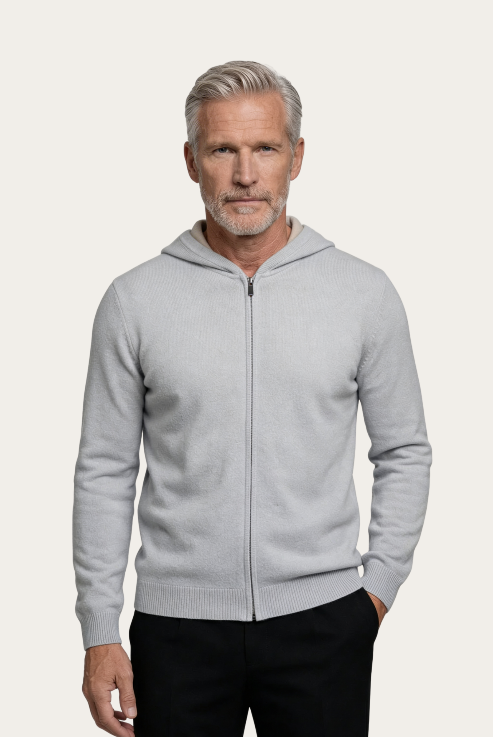 Gümüş Gri Cashmere Drape Hırka 1
