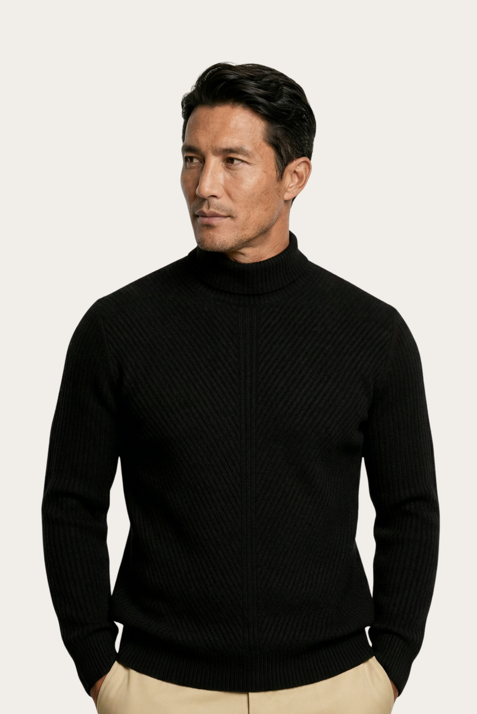 Siyah Ribbed Cashmere Kazak 1