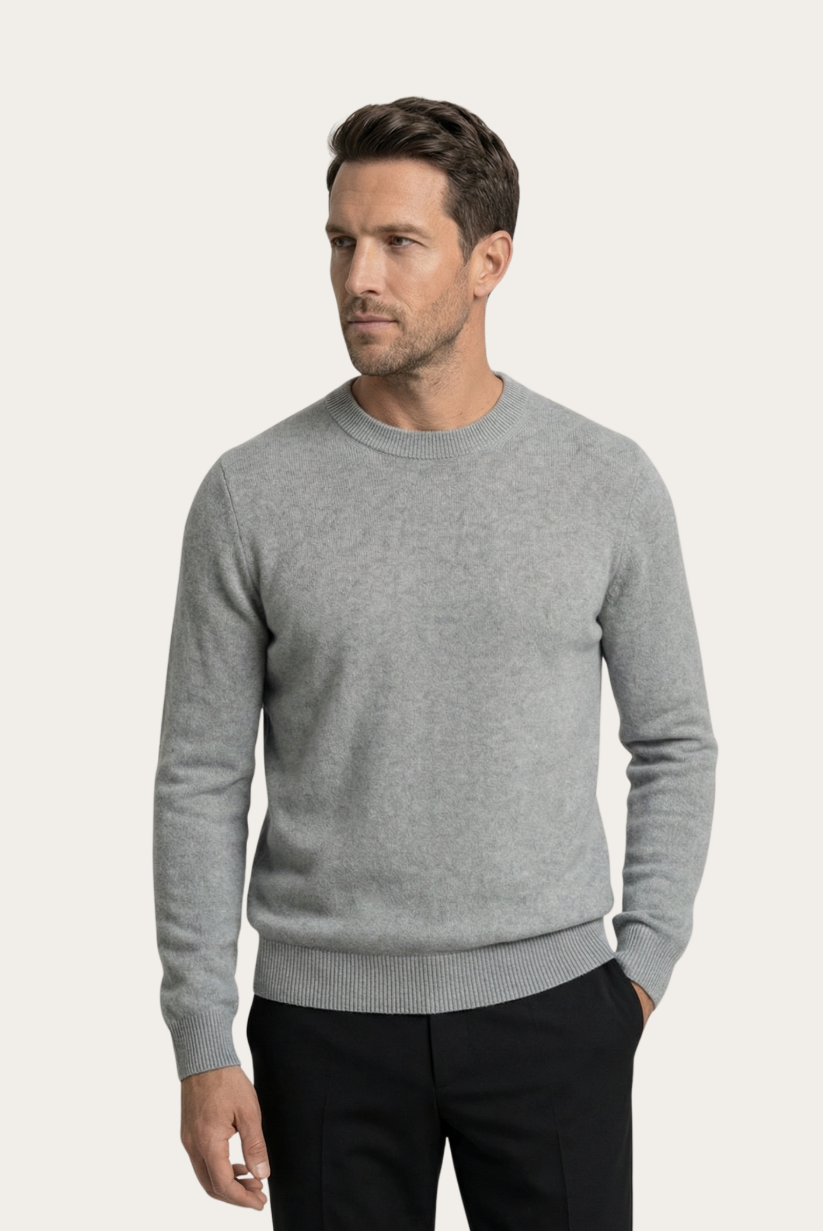 Açık Gri Cashmere Bisiklet Yaka 1