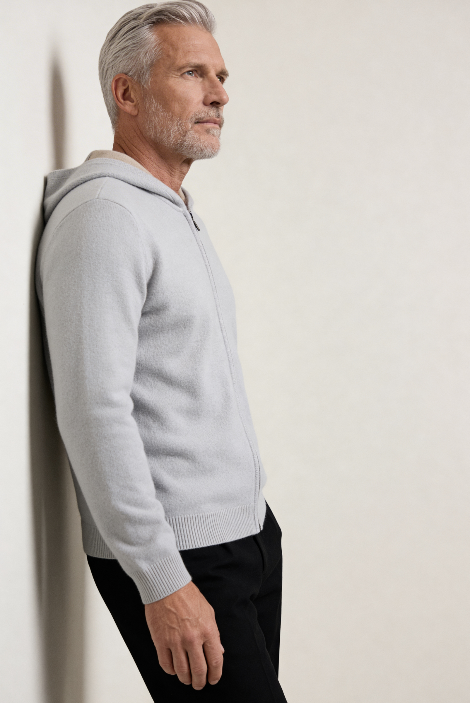 Gümüş Gri Cashmere Drape Hırka 4