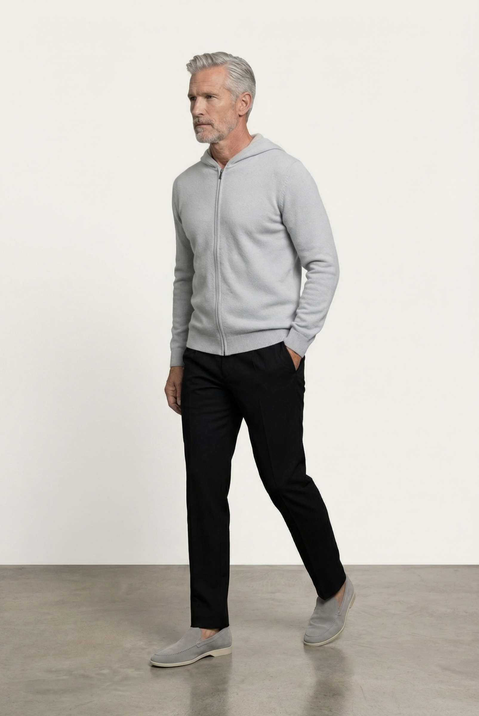 Gümüş Gri Cashmere Drape Hırka 5