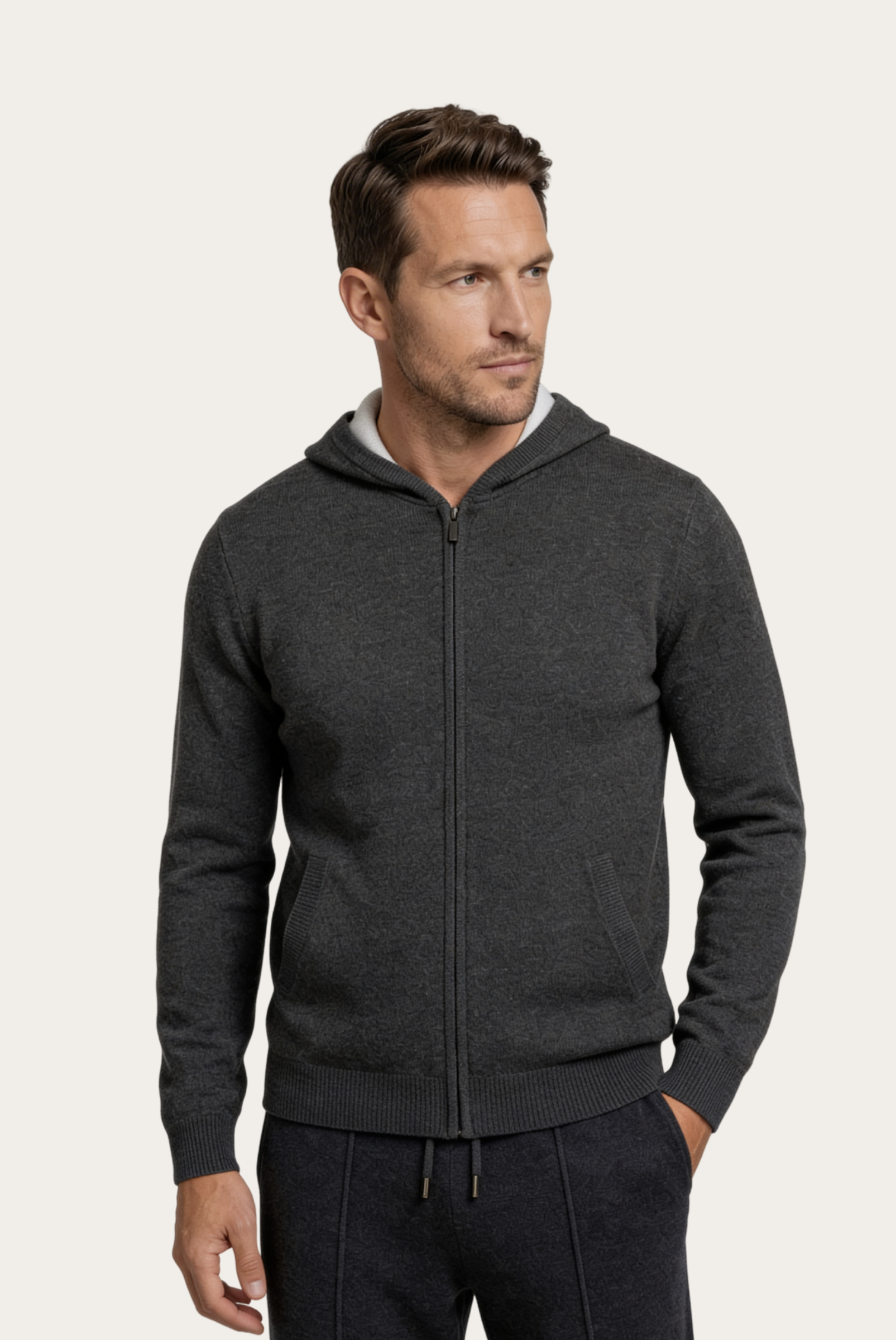 Koyu Gri Cashmere Drape Hırka 1
