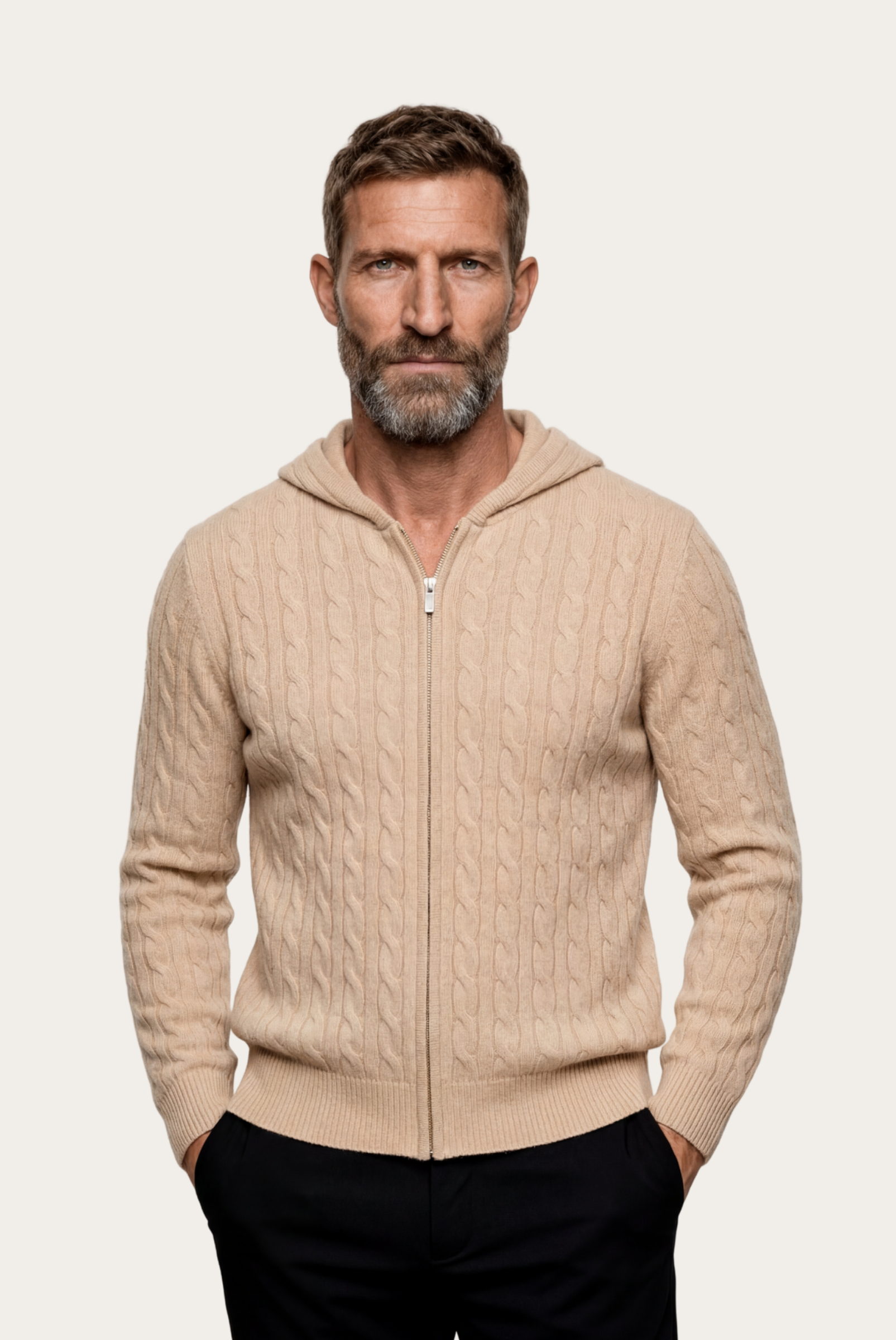 Bej Cashmere Zip Ceket 1