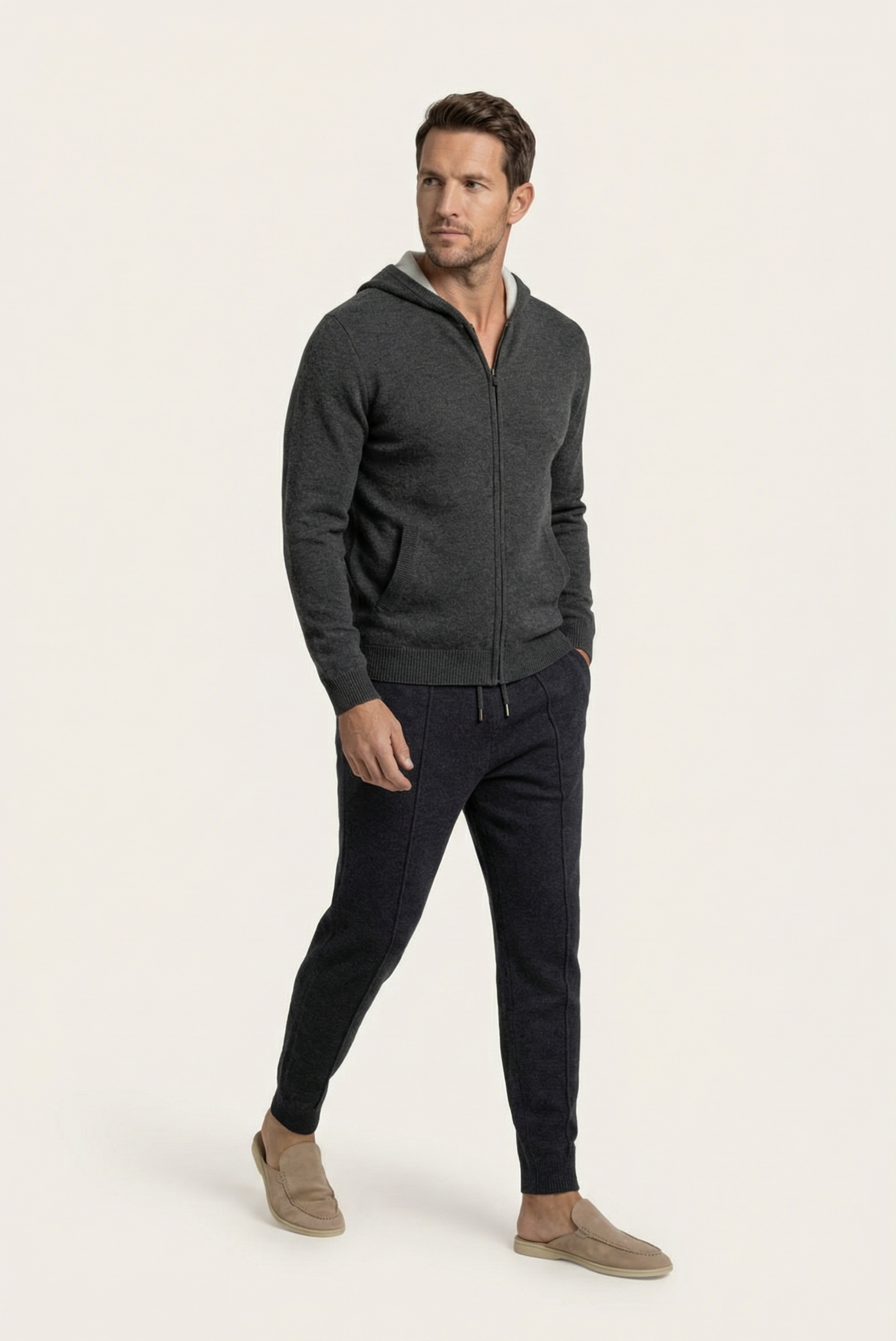 Koyu Gri Cashmere Drape Hırka 5
