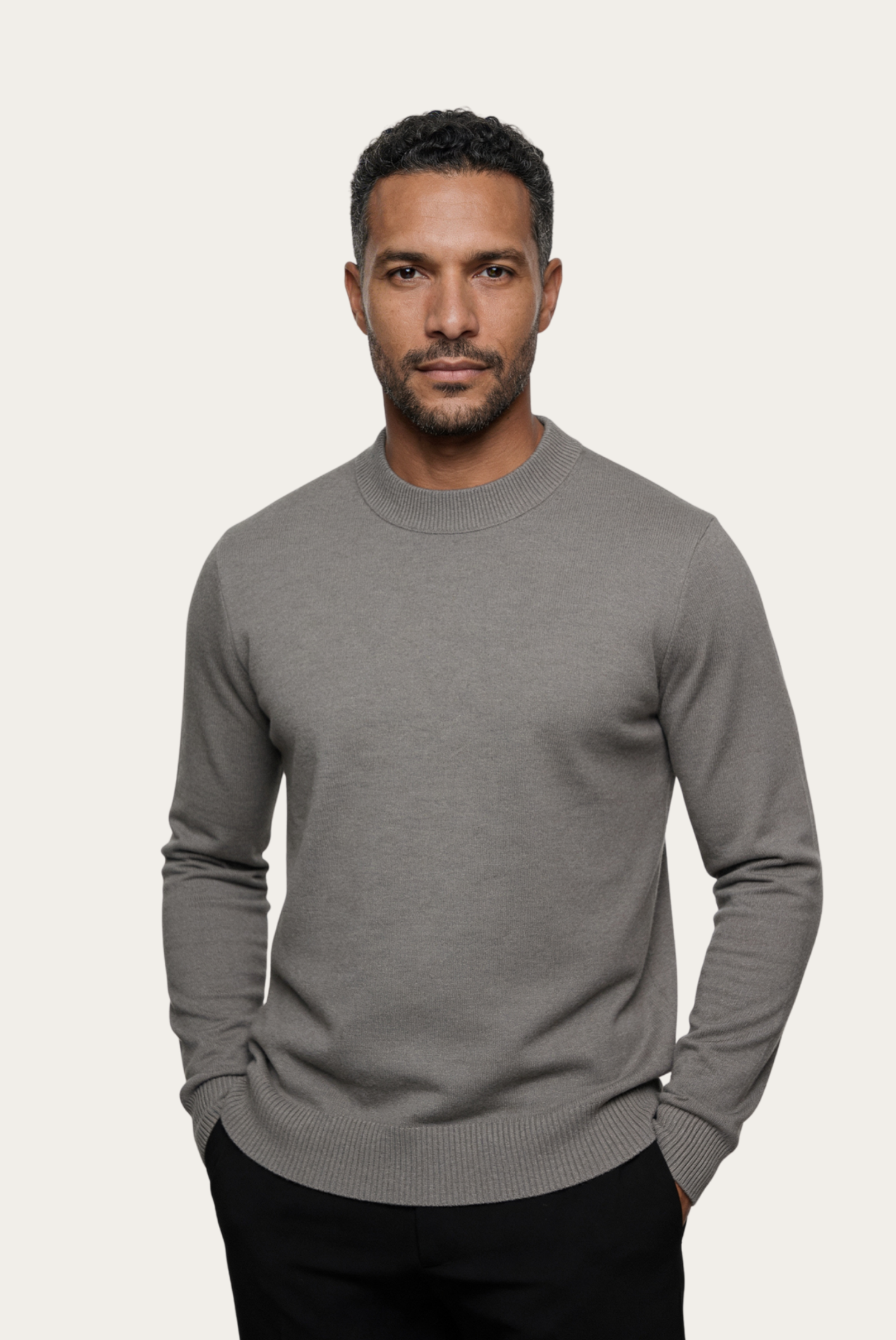 Gri Wool Bisiklet Yaka 1