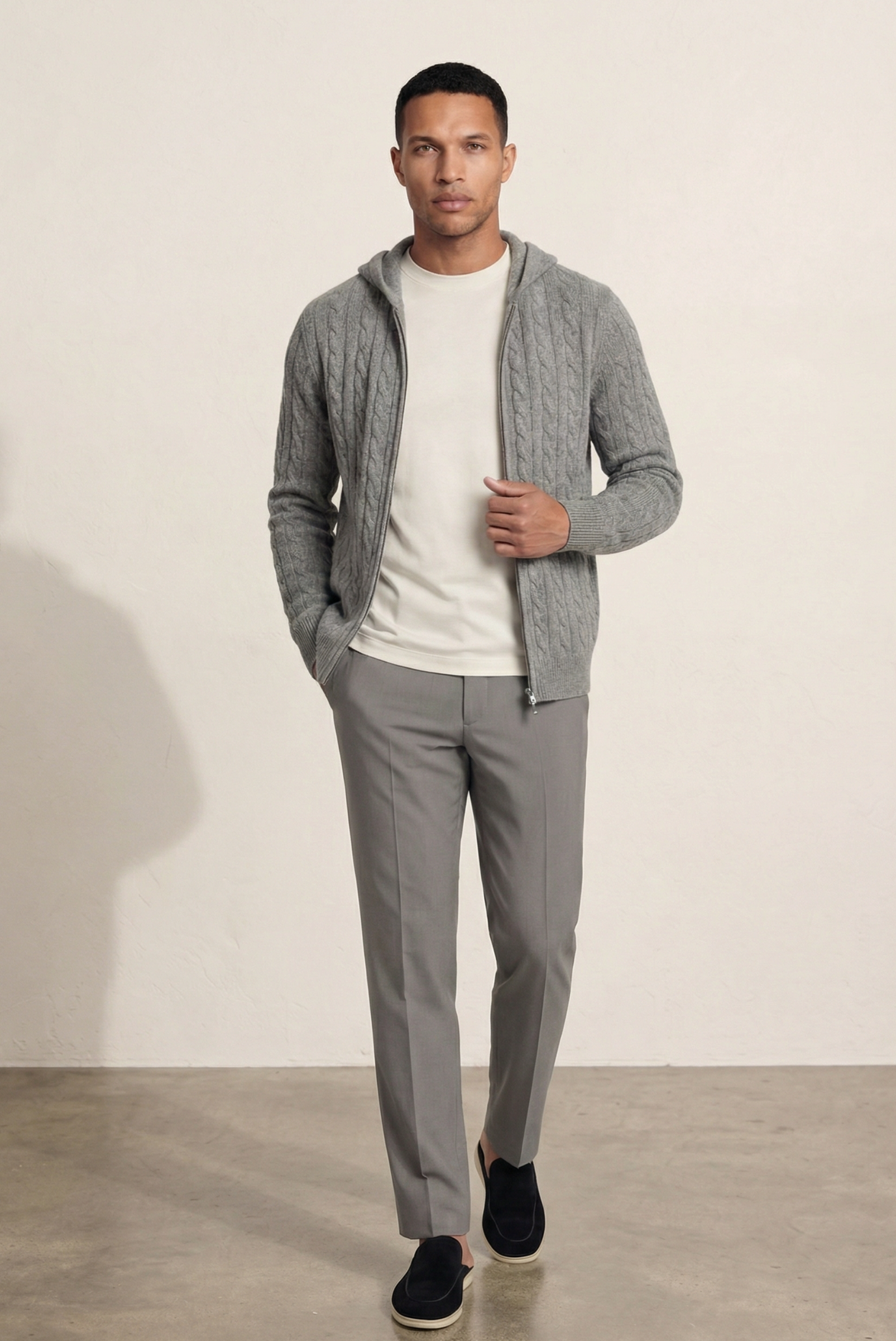 Gri Cashmere Zip Ceket 5