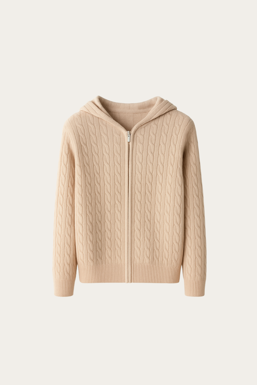 Bej Cashmere Zip Ceket 6