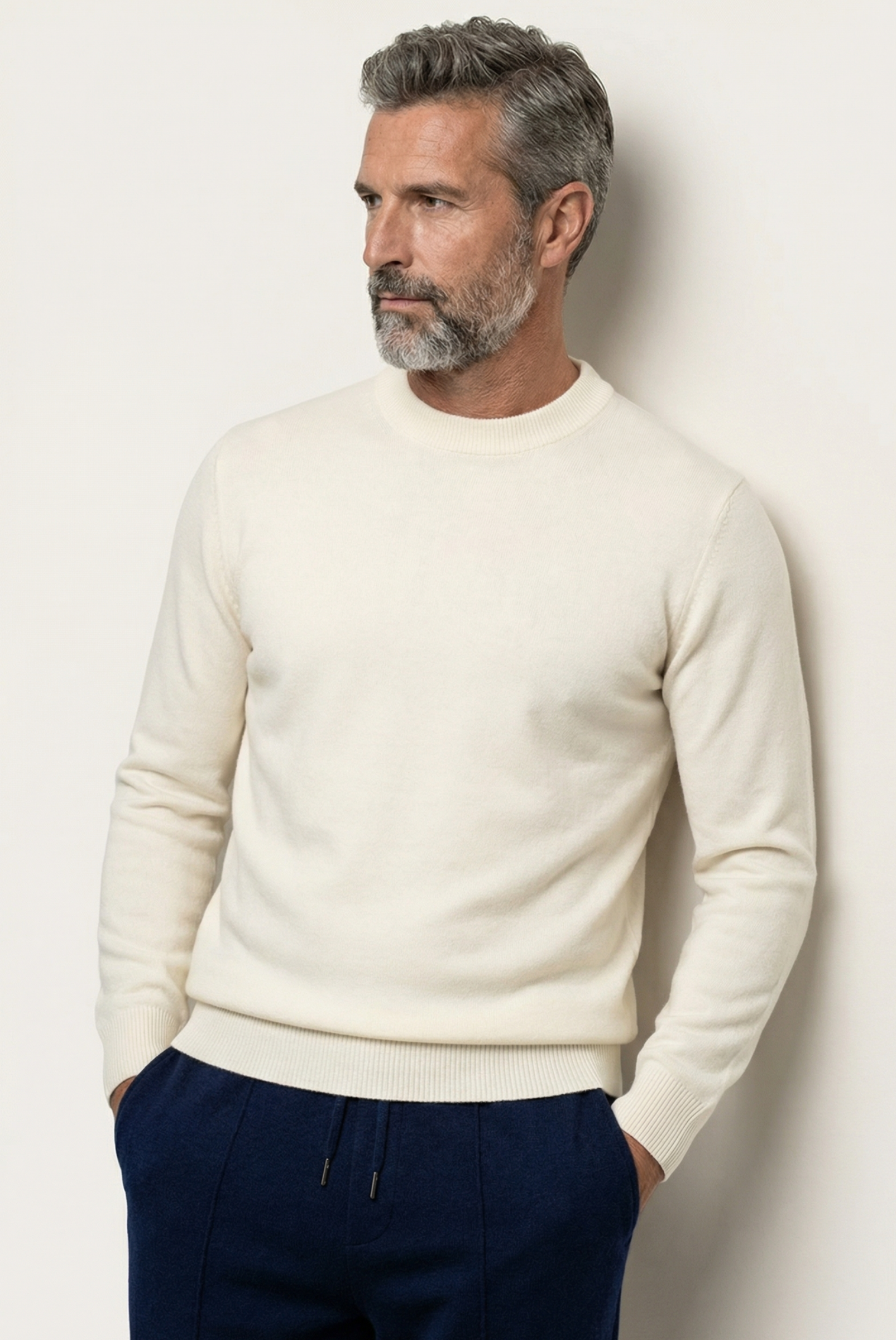 Beyaz Wool Bisiklet Yaka 4