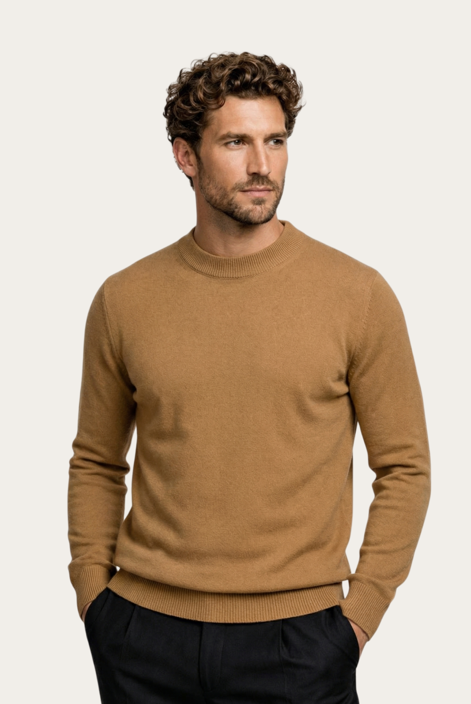Kahverengi Wool Bisiklet Yaka 1