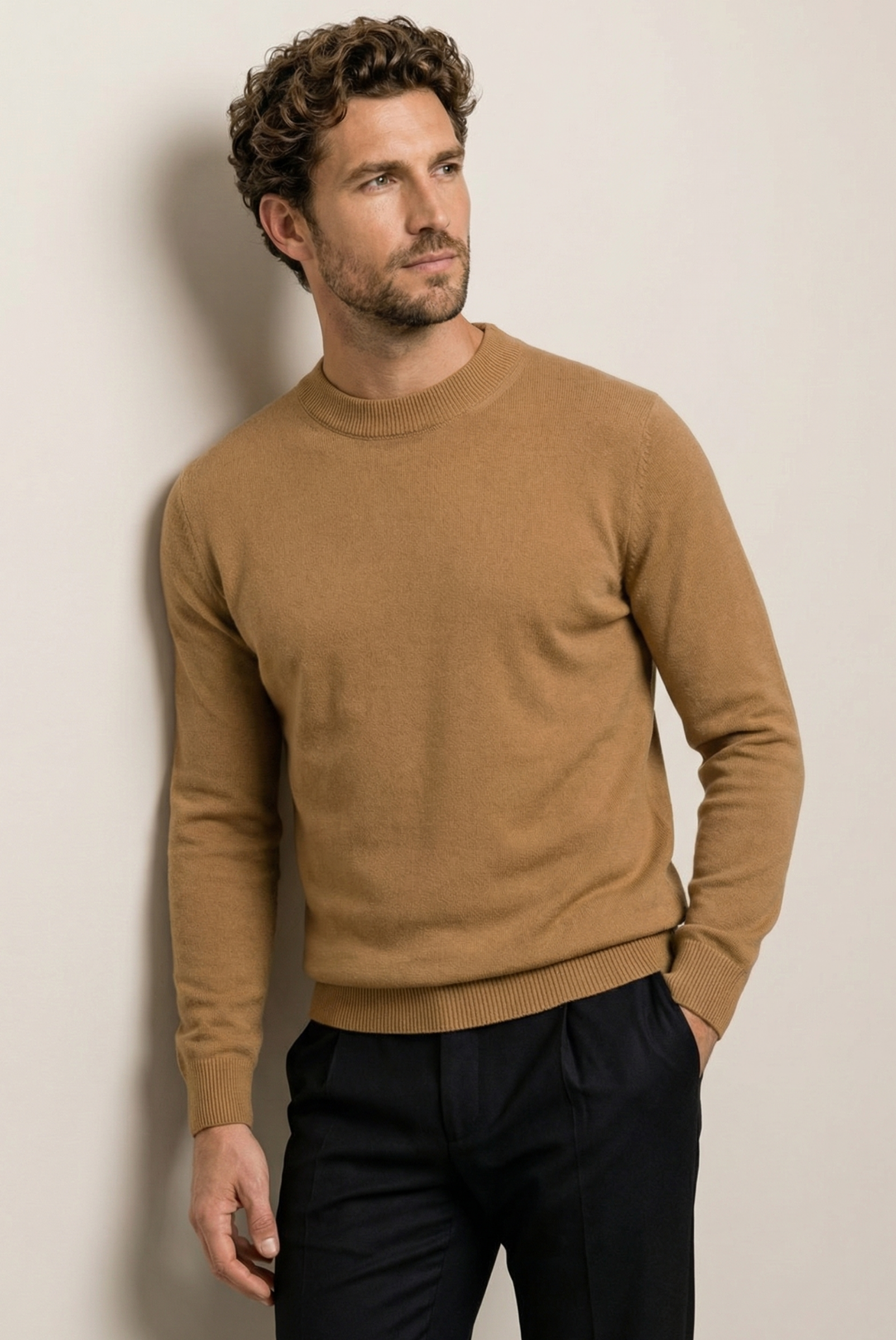 Kahverengi Wool Bisiklet Yaka 4