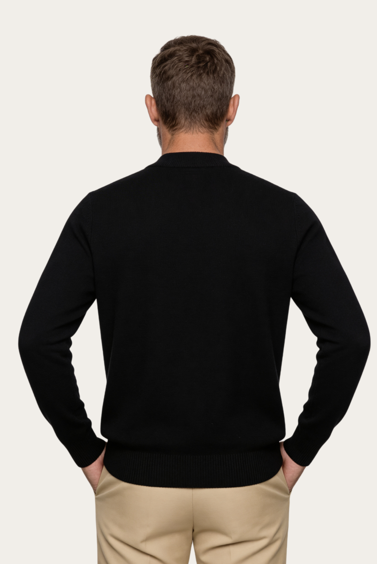 Siyah Wool Bisiklet Yaka 2